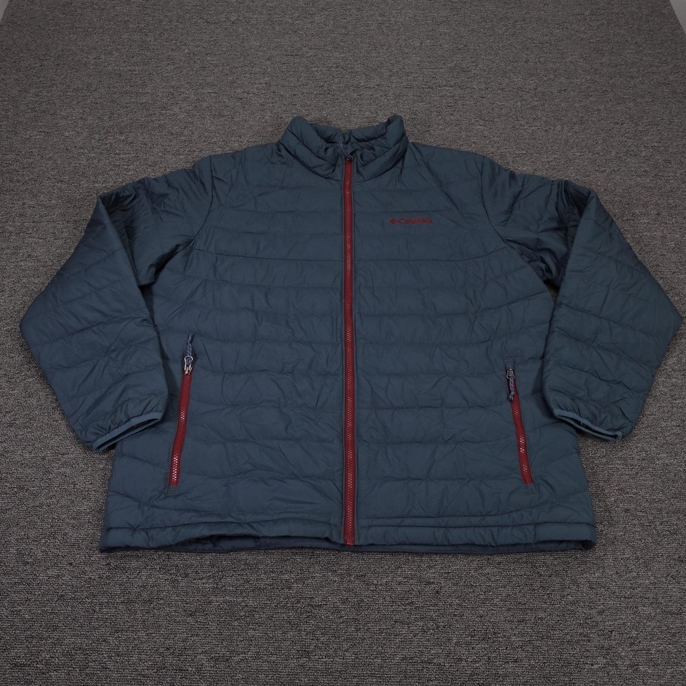 Columbia Jacket Mens XL Blue Thermal Coil Insulated Zip Hiking Puffer Winter